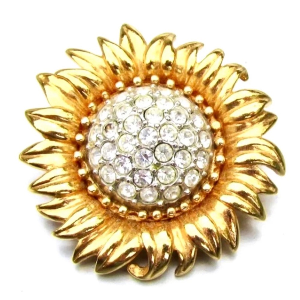 Vintage Signed Joan Rivers Sunflower Brooch
